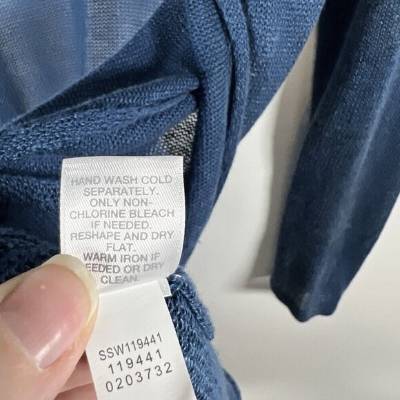 J. Jill Great‎ Seaside Blue Open Long Linen Blend Pocket Cardigan Womens Size XS - Picture 8 of 8